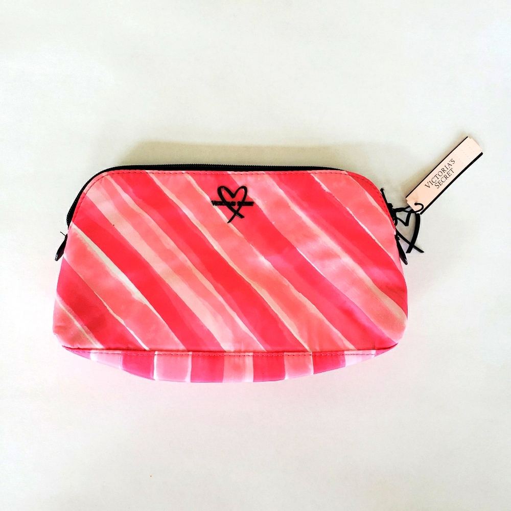 NWT Victoria's Secret Pink Striped Cosmetic Case